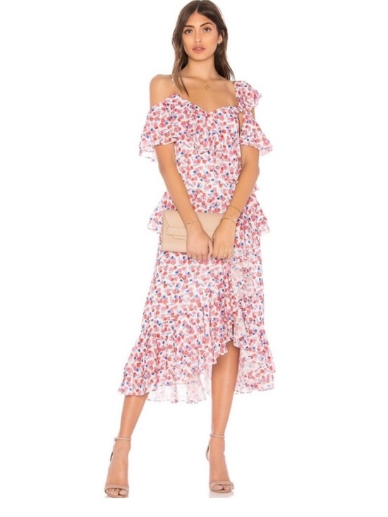 AMUR Dresses & Skirts - Amur Dylan Ruffle Midi Dress in White